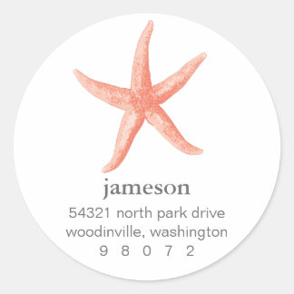 Starfish Round Address Label