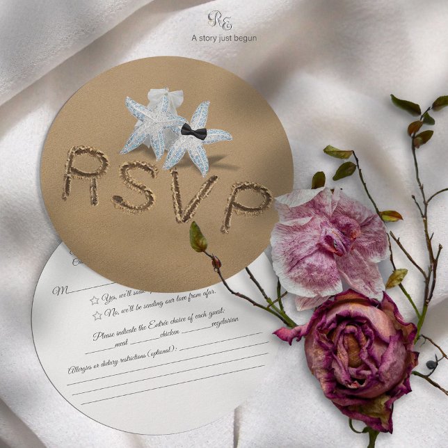 Starfish RSVP Card (Modern starfish RSVP card styled with flowers for a coastal wedding touch.)
