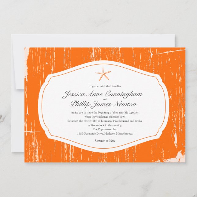 Starfish Rustic Beach Wedding Invitation (Front)