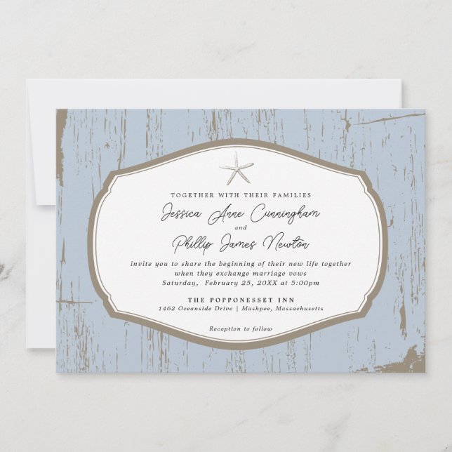 Starfish Rustic Beach Wedding Invitation (Front)
