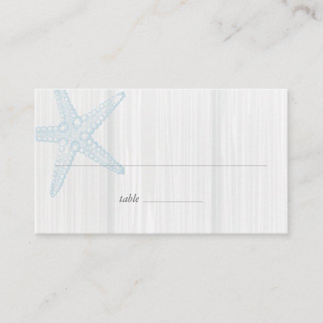 Starfish Rustic Beach Wood Blue Grey Place Card (Front)