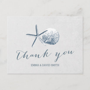 Starfish & Sand Dollar Beach Wedding Thank You Postcard