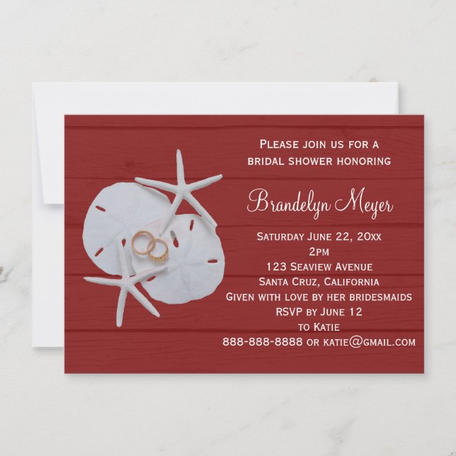 Starfish Sand Dollar Bridal Shower Invitations (Front)