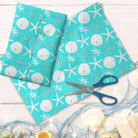Starfish Sand Dollar Christmas Beach Aqua Blue Tissue Paper<br><div class="desc">This aqua blue tissue paper with a Christmas beach pattern of starfish,  sand dollars,  and glitter coral,  is perfect for coastal holiday gift wrapping,  decoupage,  and crafts. 
*If you would like this design on more products or need design help,  please contact me through Zazzle Chat.</div>