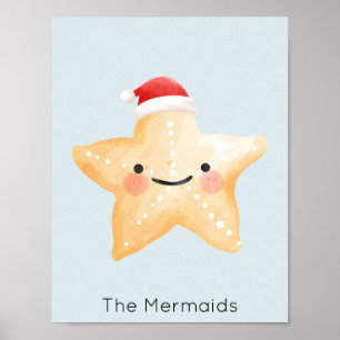 Starfish Santa Christmas Poster