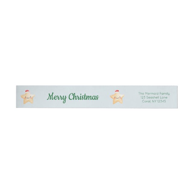 Starfish Santa Merry Christmas Wrap Around Label (Individual)