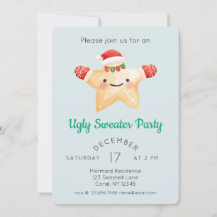 Starfish Santa Ugly Christmas Sweater Party Invitation