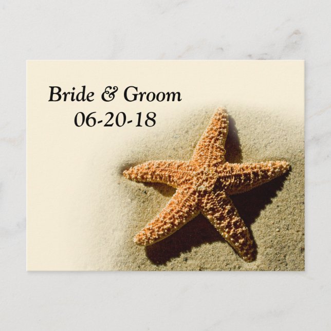 Starfish Save The Date Beach Theme Wedding Announcement Postcard (Front)