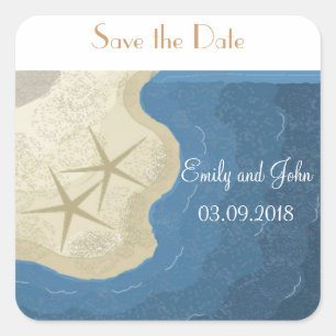 Starfish Save the Date Square Sticker