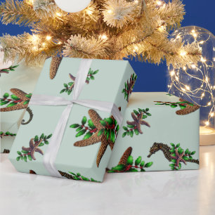 Starfish Sea Horses Pattern Christmas Wrapping Paper