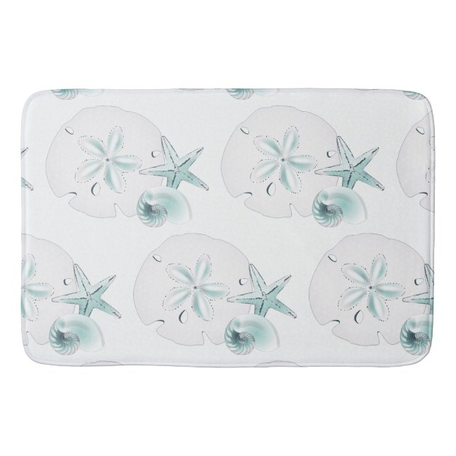 Starfish Sea Shells Beach Seashore Elegant Modern Bath Mat (Front)