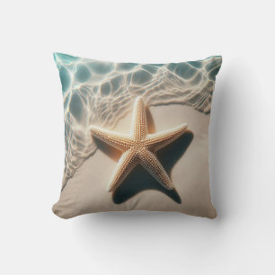Starfish Seashell Beige Tropical Beach Ocean Cushion