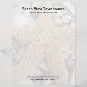 Starfish Seashells Beach Office Letterhead Paper