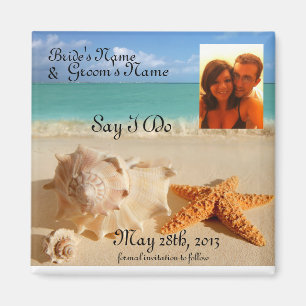 Starfish&Seashells beach save the date pic magnet