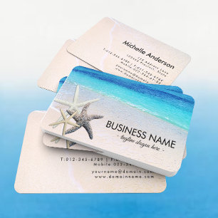 Starfish Seashells on Beautiful Beach Custom Business Card