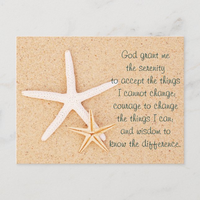 Starfish Serenity Prayer Postcard (Front)