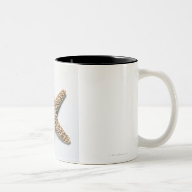 Starfish shell on white background Two-Tone coffee mug (Right)