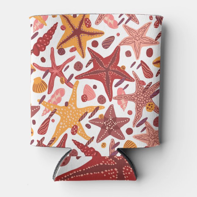 Starfish Shells: Scandinavian Sea Pattern Can Cooler (Front)