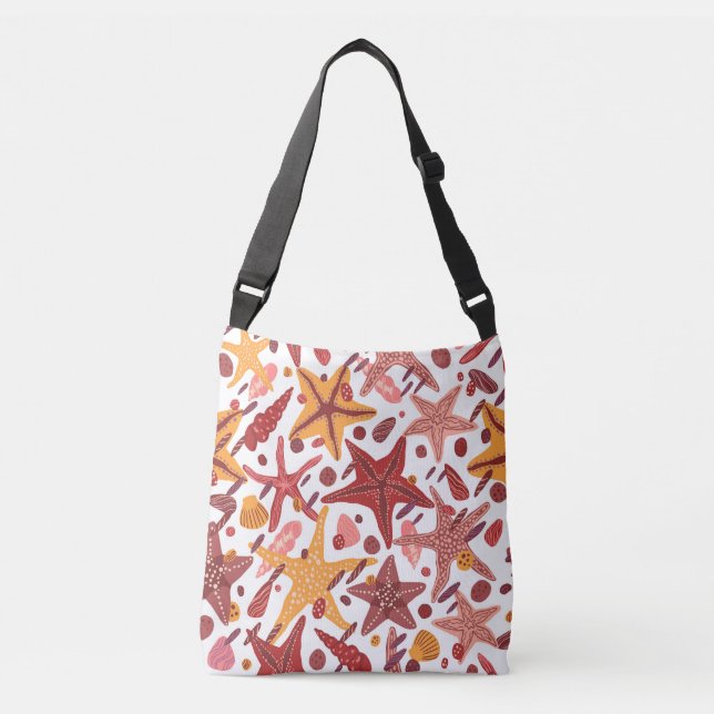 Starfish Shells: Scandinavian Sea Pattern Crossbody Bag (Front)