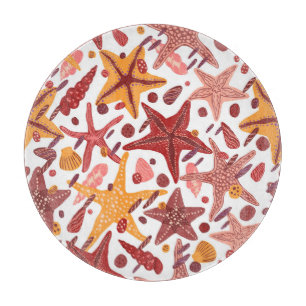 Starfish Shells: Scandinavian Sea Pattern Cutting Board