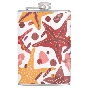 Starfish Shells: Scandinavian Sea Pattern Hip Flask