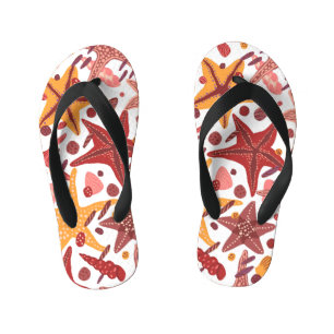 Starfish Shells: Scandinavian Sea Pattern Kid's Jandals