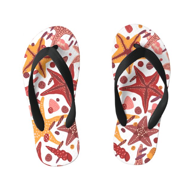 Starfish Shells: Scandinavian Sea Pattern Kid's Jandals (Footbed)