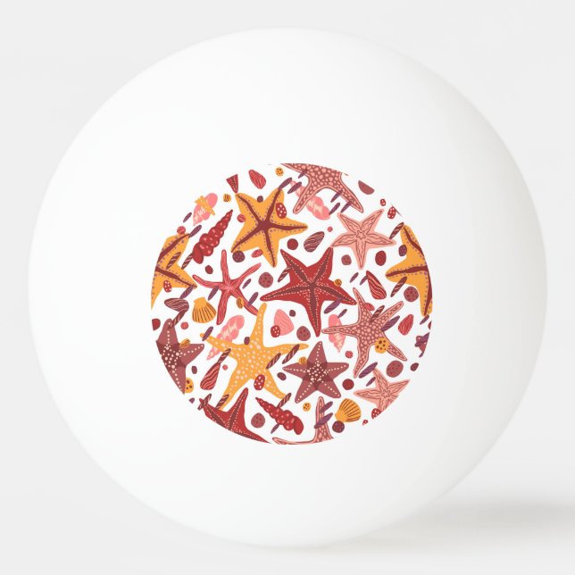 Starfish Shells: Scandinavian Sea Pattern Ping Pong Ball (Front)