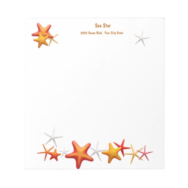 Starfish Simple Modern Personalised Notepad (Front)