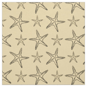 Starfish Sketch Drawing Pattern  Fabric