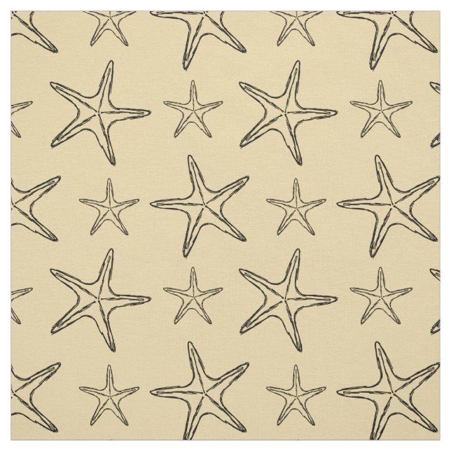 Starfish Sketch Drawing Pattern  Fabric (Swatch)
