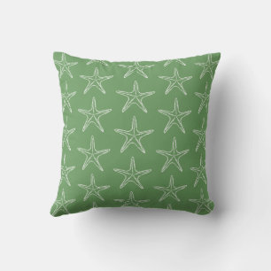 Starfish Sketch Pattern On Light Green Cushion
