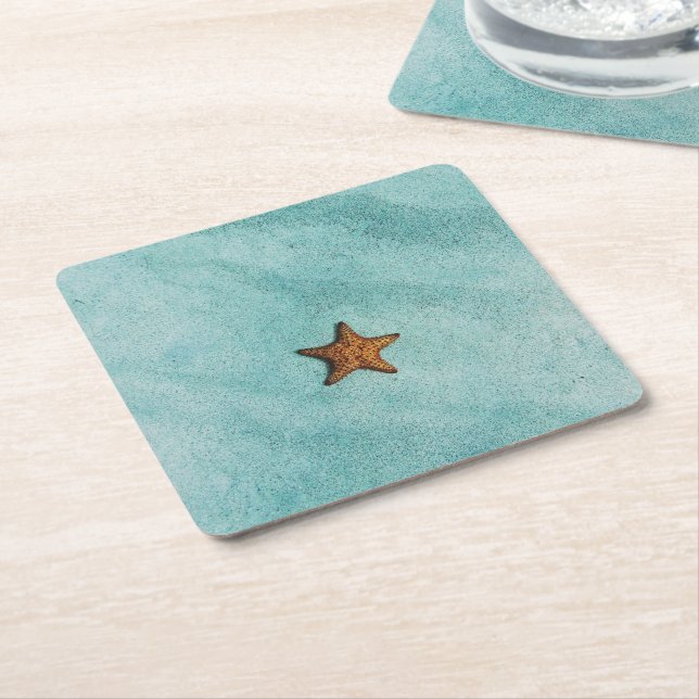 Starfish Square Paper Coaster (Angled)