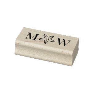 Starfish Star Fish 2 Initial Wedding Monogram Rubber Stamp