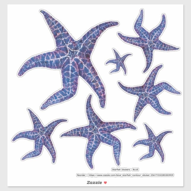 Starfish Stickers - BLUE (Sheet)