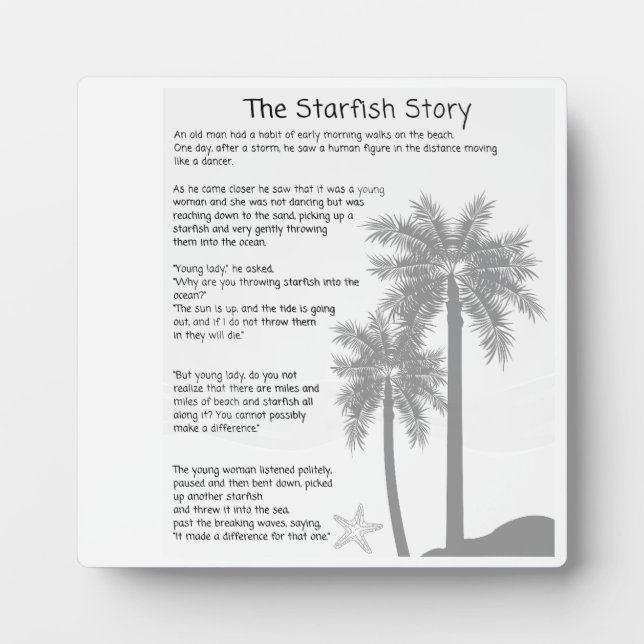 Starfish Story, Starfish Thrower, Starfish Poem Plaque (Front)