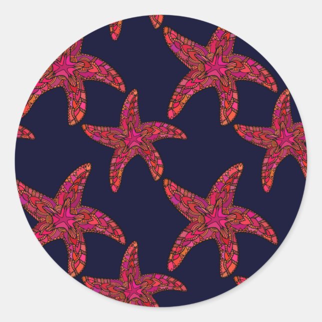 Starfish Style Pattern Classic Round Sticker (Front)