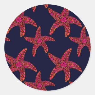 Starfish Style Pattern Classic Round Sticker