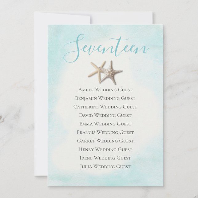 Starfish Table 17 Seating Card (Front)
