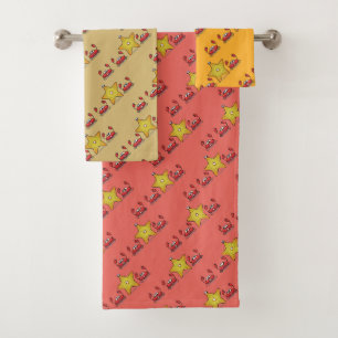 Starfish & The Crabs Beach Critters on 3 Colour Bath Towel Set