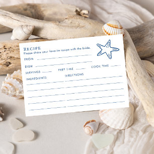 Starfish Themed Recipe For Bride Bridal Shower Enclosure Card