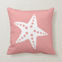 Starfish Throw Pillow, Beach Ocean Theme, Pink