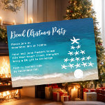 Starfish Tree Beach Christmas Party Invitation<br><div class="desc">Blue ocean water is the background for this festive beach Christmas party invitation.   A "tree" image made of starfish and a sand dollar decorates flat cards with white curly font in templates to easily add all party information.  Reverse image is sea water.</div>