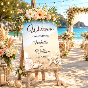 Starfish Tropical Beach Wedding Welcome Sign