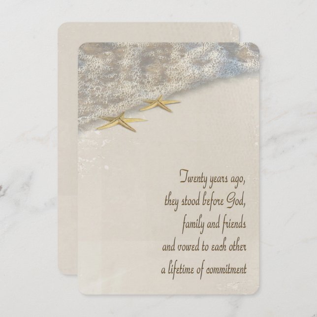 Starfish Vow Renewal for 20th Anniversary Invitation (Front/Back)