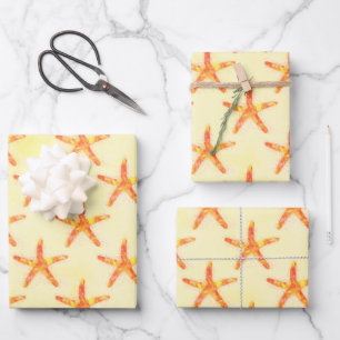 Starfish Watercolor Art Pattern Wrapping Paper Sheet