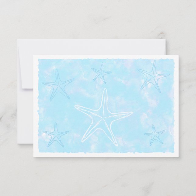 Starfish Watercolor Blank Pastel Blue  Card (Back)