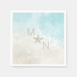 Starfish watercolor monogram napkin