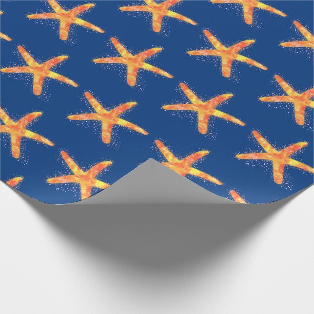 Starfish Watercolor Pattern Wrapping Paper (Corner)