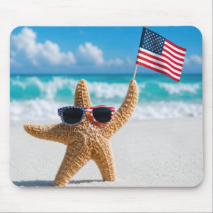 Starfish Waving the American Flag Mouse Pad